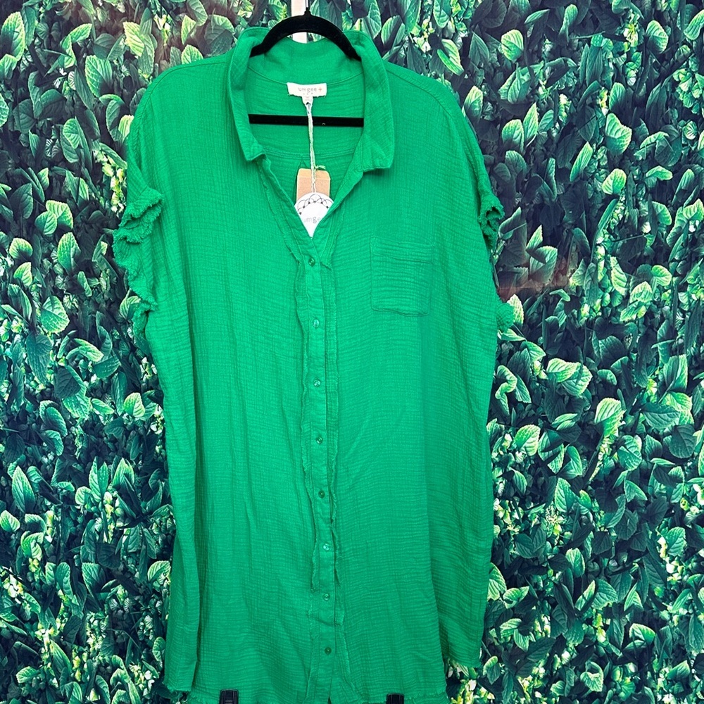 Umgee Vibrant Green Button Down Shirt